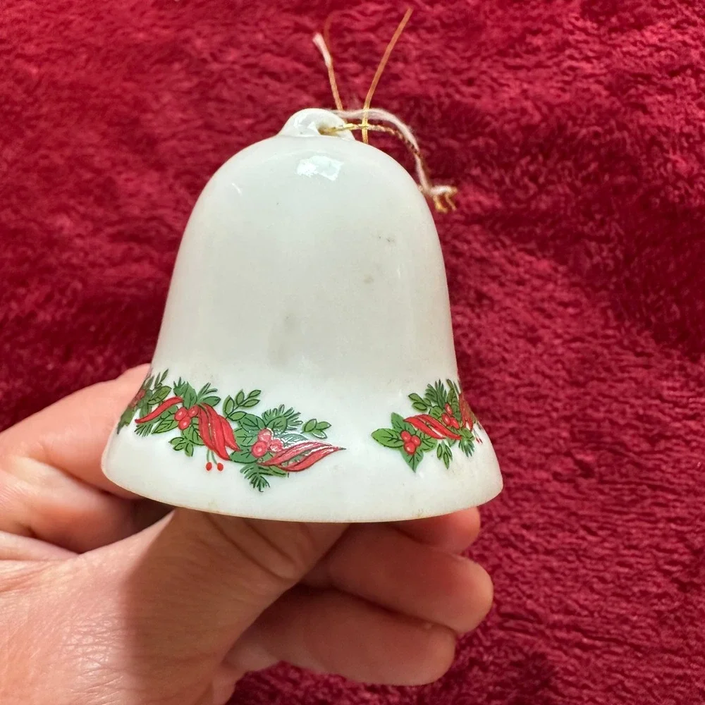Helen Steiner Rice 1984 Christmas Bell Ornament White Ceramic God's Love Vintage